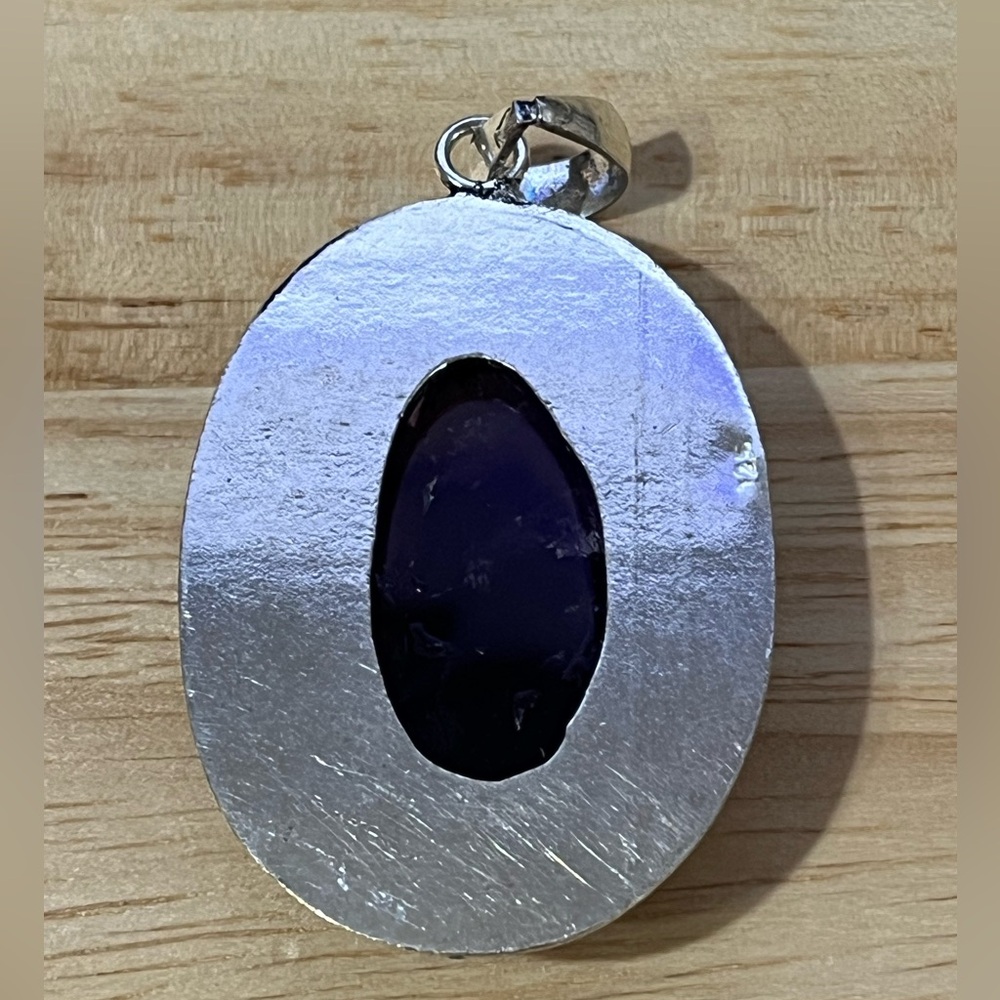 AMETHYST GEMSTONE 925 STAMPED SILVER PLATED PENDANT - Picture 3 of 5